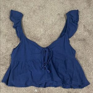 Pacsun navy ruffle sleeve top